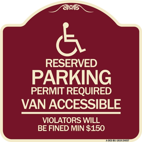 Connecticut Reserved Parking Permit Required Van Accessible Violators Will Be Fined M, BU-1818-24657